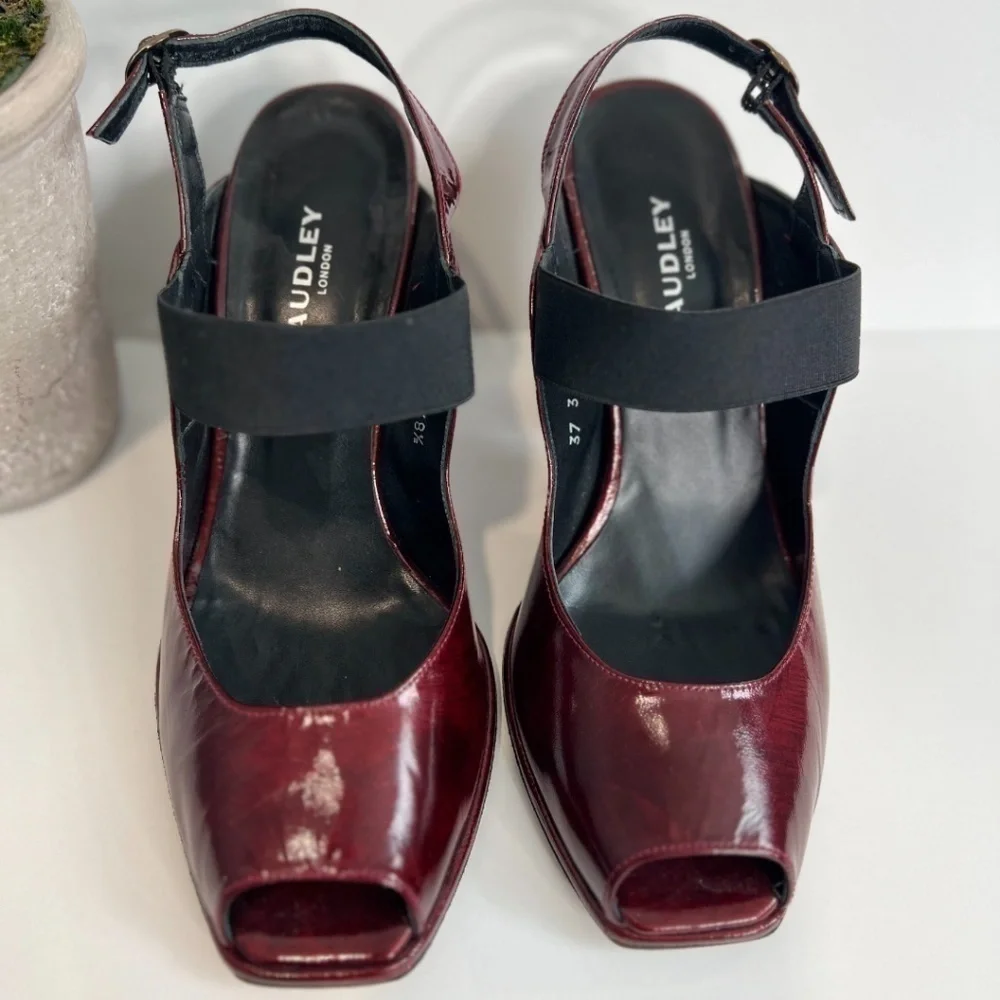 RED Chunky Block Heels With Adjustable Strap
